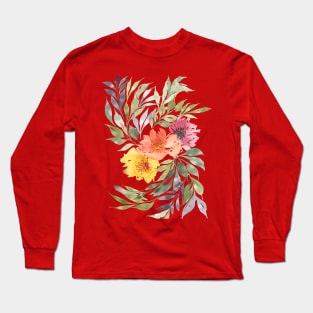 Peachy Florals Long Sleeve T-Shirt